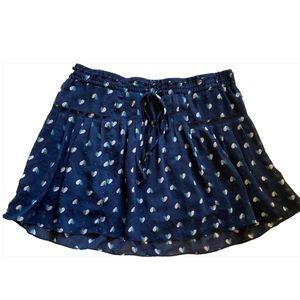 Vintage 2008 American Eagle Outfitters Navy Hearts Flowy Drawstring Mini Skirt